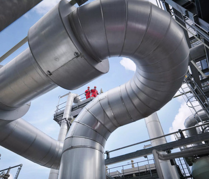 Bottom-up photo of gas flow ducts.