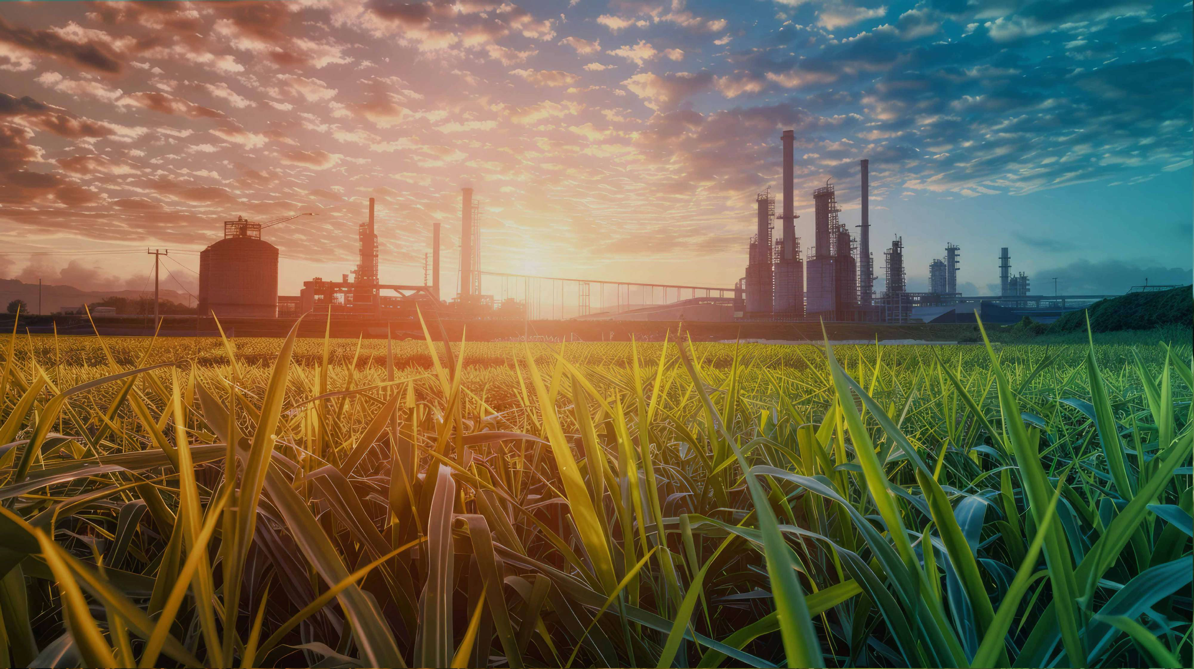 imagem de refinaria ao fundo